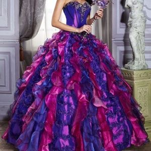 House of Wu Black and Fuchia Quincenera/Prom Dress